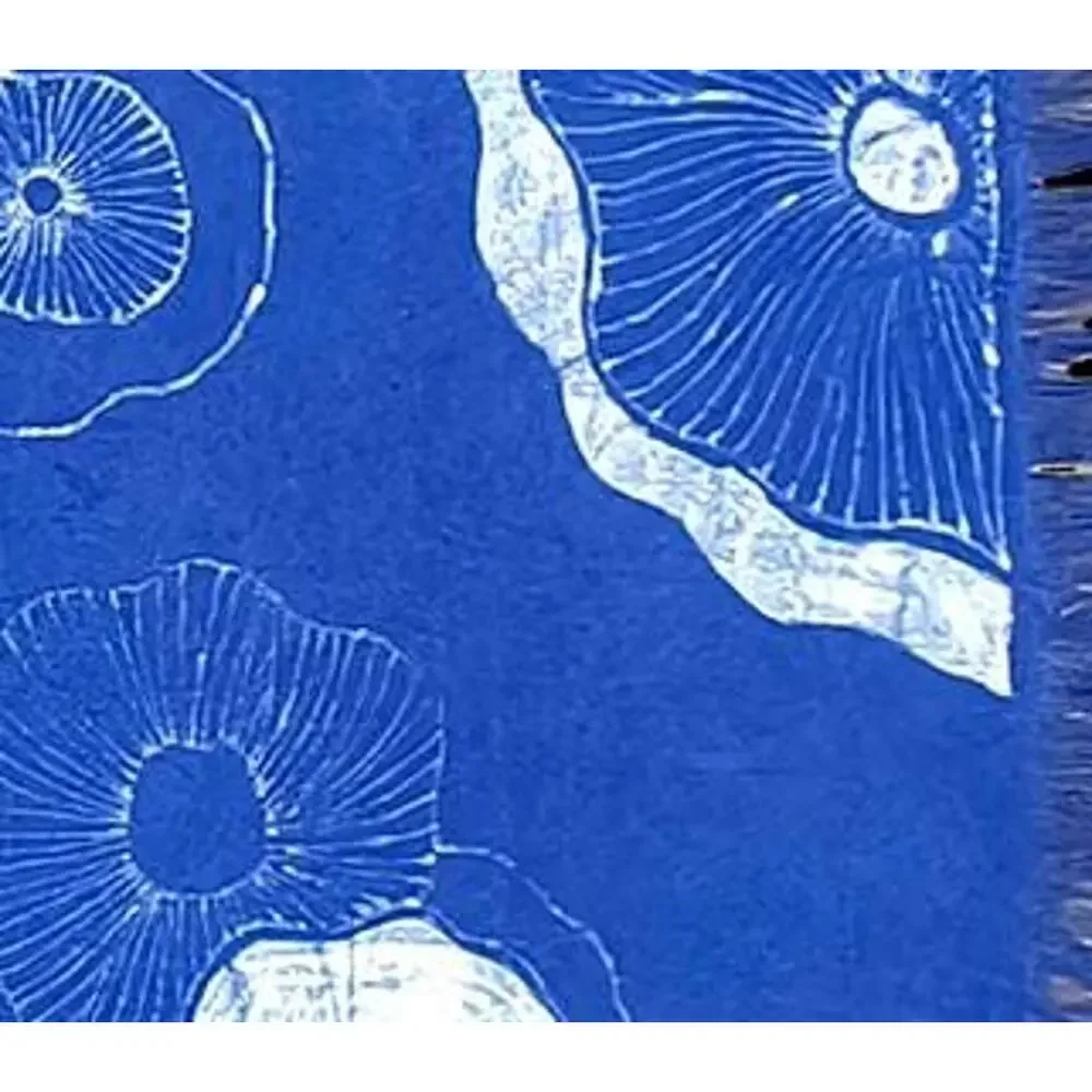 Handmade Cotton Table Runner | Indigo Batik | Lotus Decor | Botanical Dining